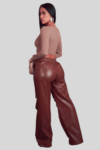 Coated Faux Leather Pant wide leg